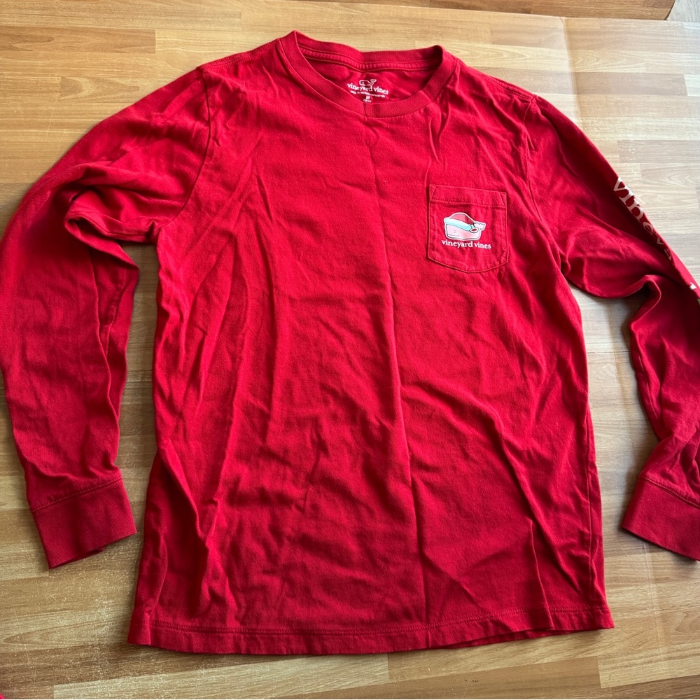 Vineyard vines Christmas long sleeve T-shirt size 12/14 unisex red